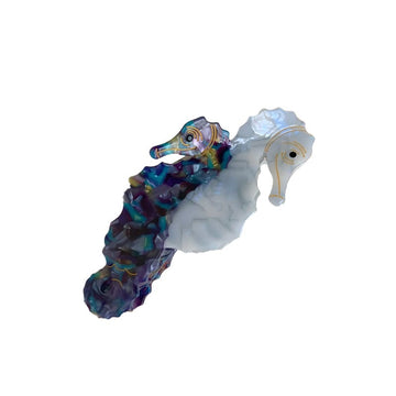 Jumbo  Light blue + blue-purple  double seahorse  Hair Claw Clips
