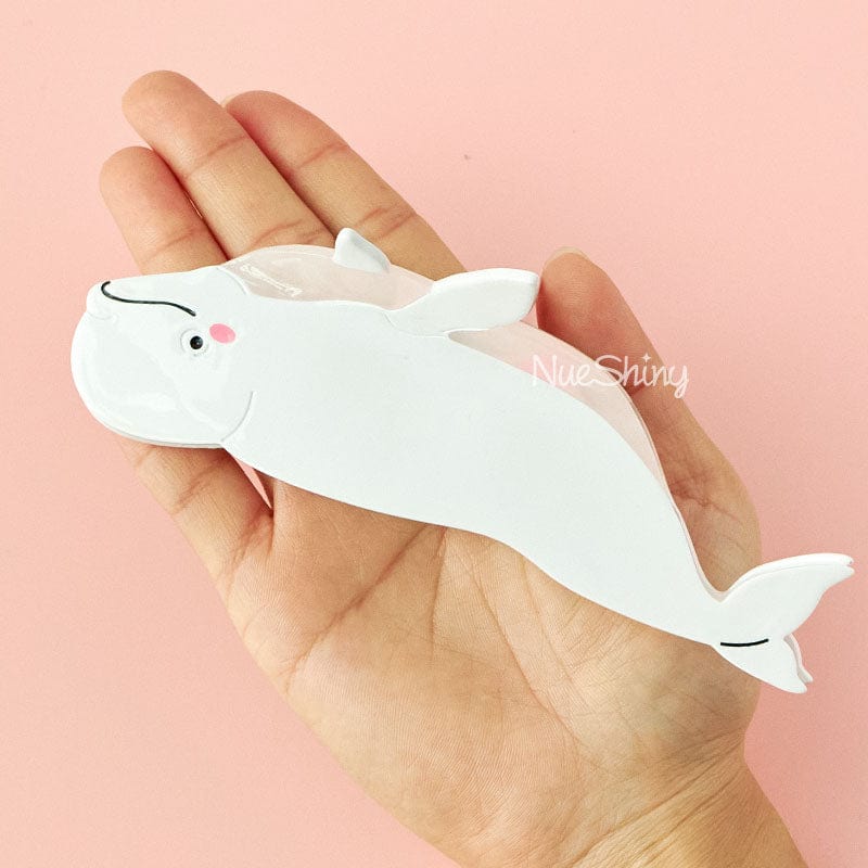 Jumbo Beluga Whale Hair Claw Clips