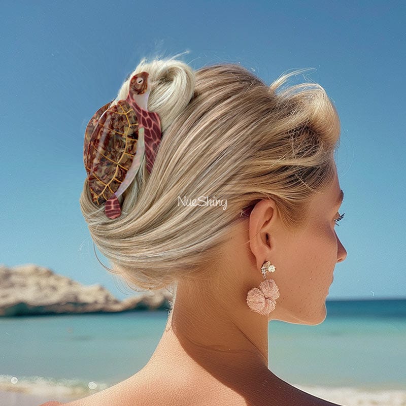 Jumbo Brown Sea Turtle Hair Claw Clips