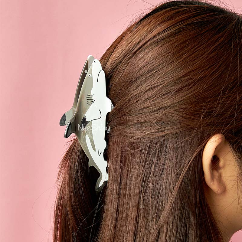 Jumbo Blacktip Reef Shark Hair Claw Clips