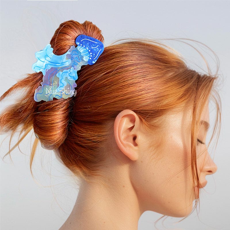 Jumbo Blue Giant Jellyfish Hair Claw Clips
