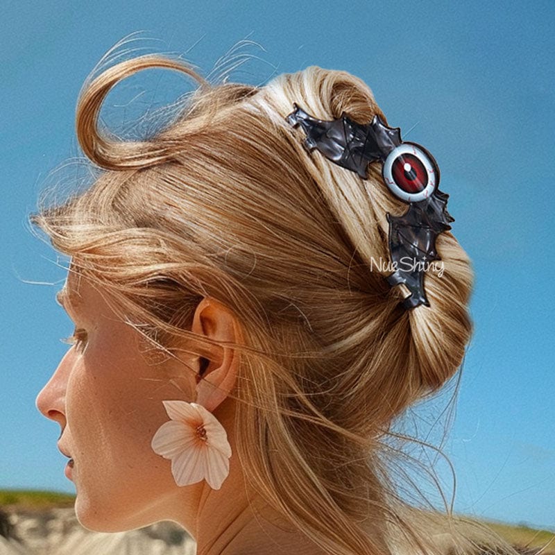 Jumbo Evil Eye Flying Bat Hair Claw Clips