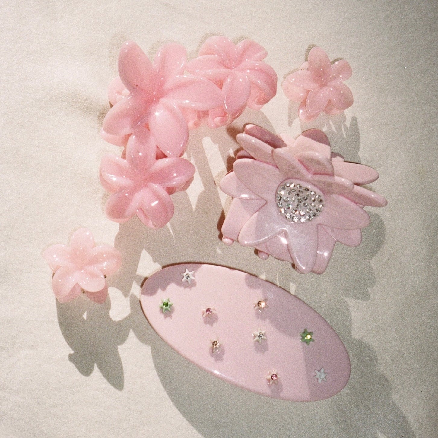 Ponytail Barrette in Full Bloom with assorted hair accessories