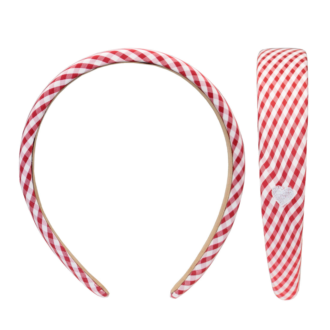 Halo Headband in Cherry Gingham front and side view