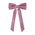 Iconic Velvet Bow Barrette in Baby Mauve