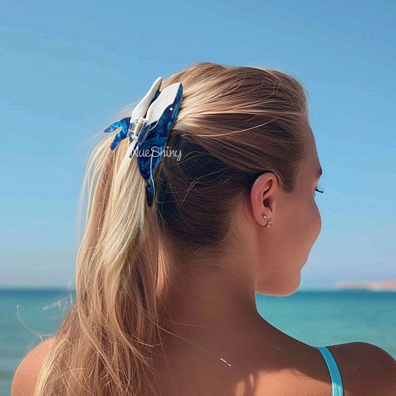 Jumbo Blue Whale Hair Claw Clips