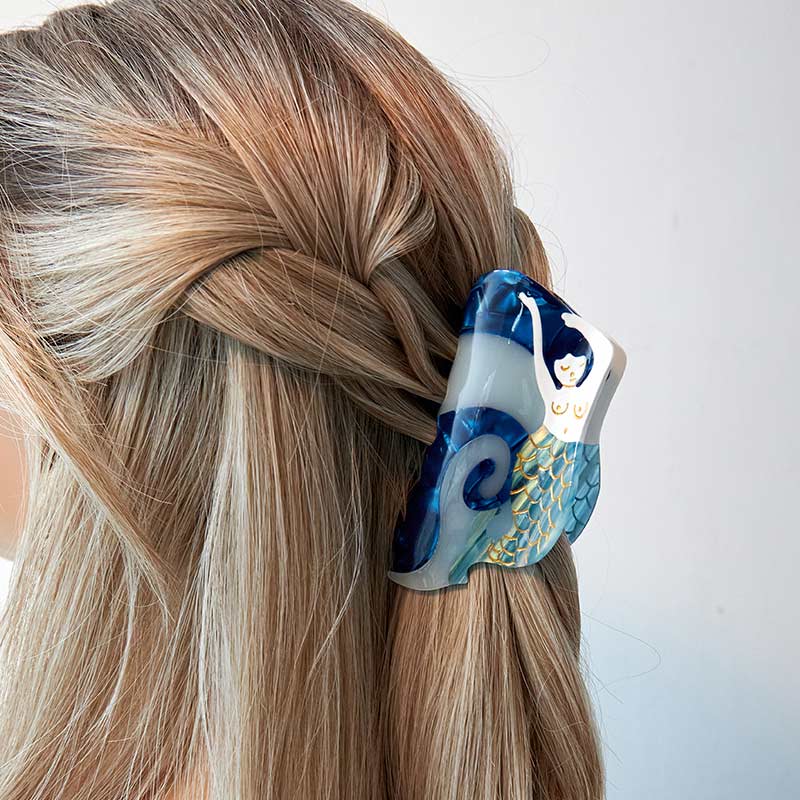 Blue Long Hair Mermaid Hair Clip Claw