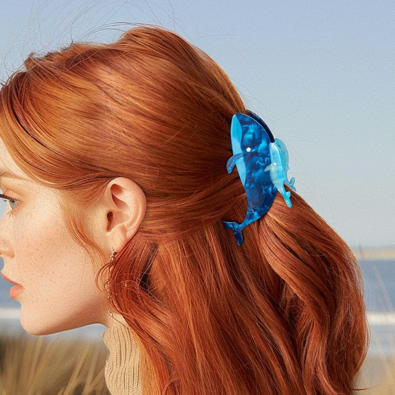 Jumbo Playful Blue Whale Shark Hair Claw Clips