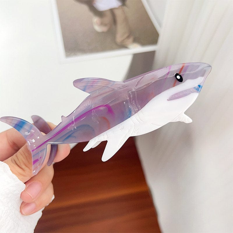 Jumbo Grayish Purple Shark Hair Claw Clips