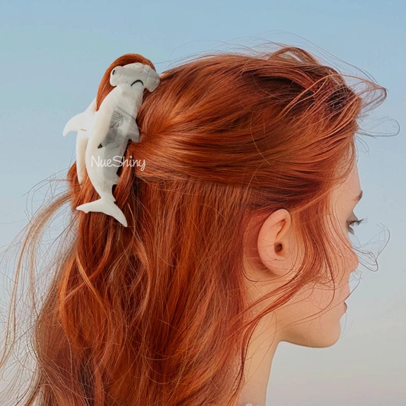 Jumbo Grey Hammerhead Shark Hair Claw Clips