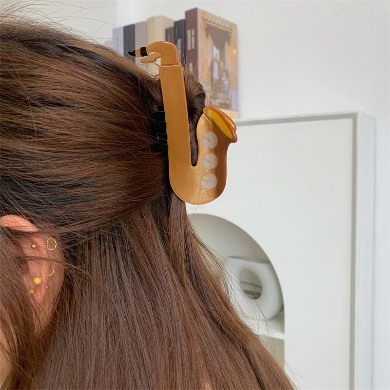Large  Brown Saxophone Hair Claw Clips