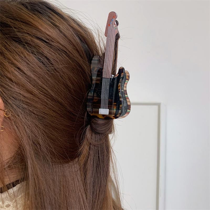 Jumbo Mosaic Guitar Hair Claw Clips