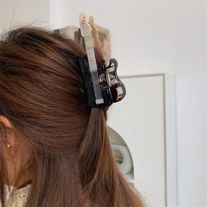 Jumbo Star Leopard Print Guitar Hair Claw Clips