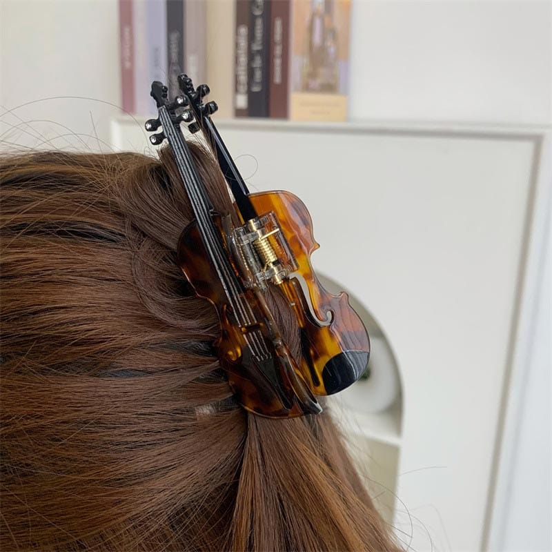 Large  Leopard Violin Hair Claw Clips