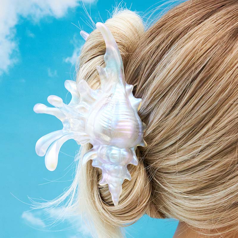 Translucent Colorful Pearlescent Conch Hair Claw Clips