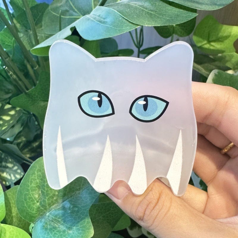 Small White Cat Ghost Hair Claw Clips