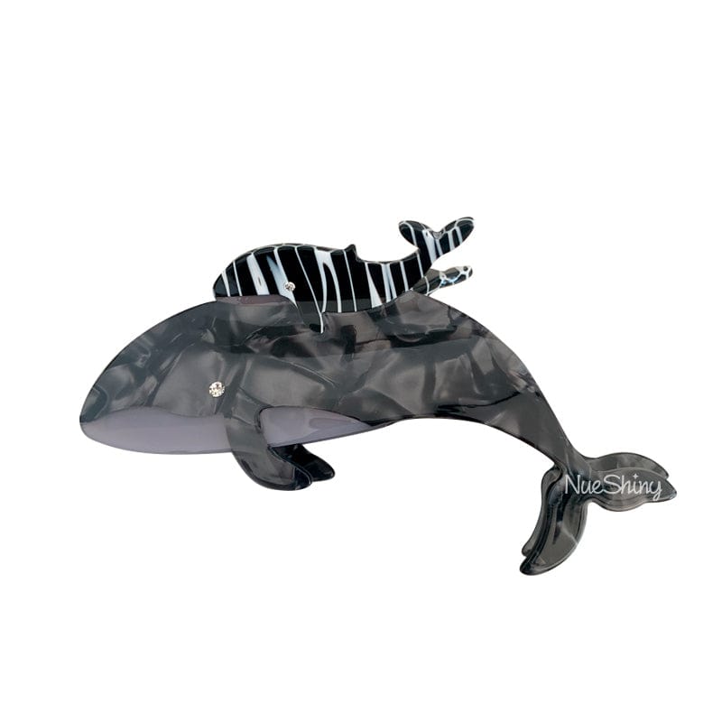 Jumbo  Playful Grey Whale Shark Hair Claw Clips