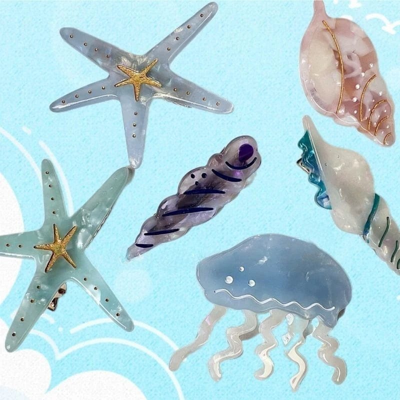 Small Blue Starfish Hair Clip