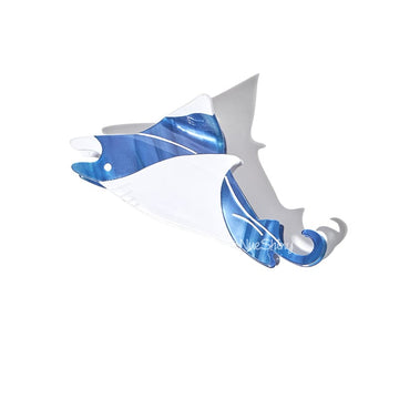 Jumbo Blue and White Manta Hair Claw Clips