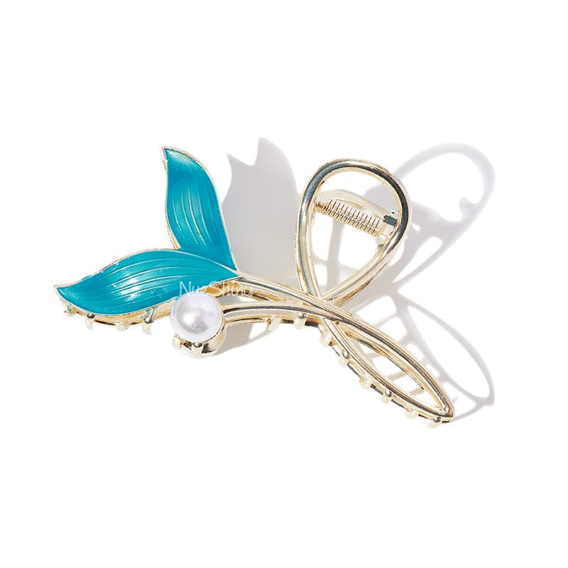 Large Mermaid in Blue Pearls Hair Claw Clips