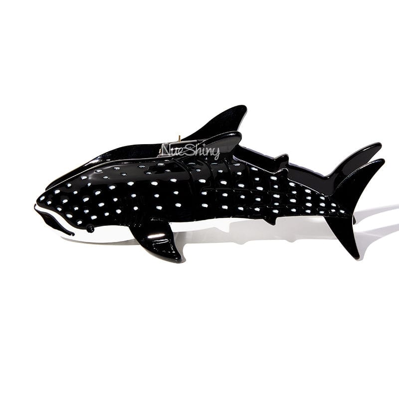 Jumbo Black Whale Shark Hair Claw Clips
