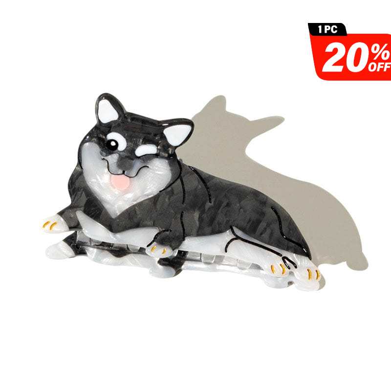 Medium Black Shiba Inu Dog  Hair Claw Clips