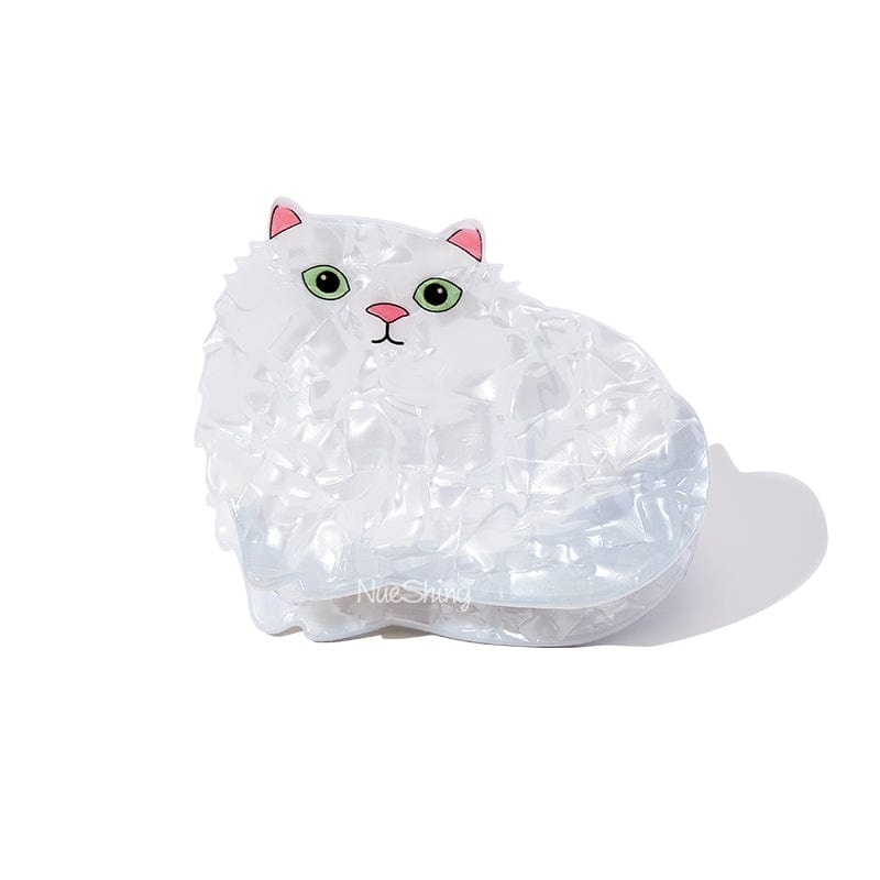 Medium White Cat Hair Claw Clips