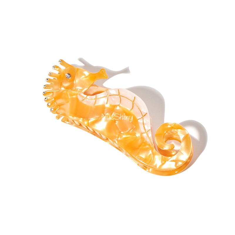 Large Yellow Seahorse Hair Claw Clips