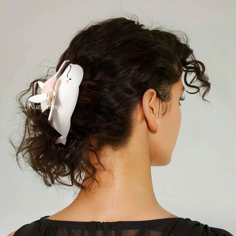 Jumbo Beluga Whale Hair Claw Clips