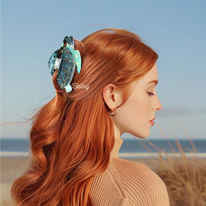 Large Green Sea Turtle Hair Claw Clips