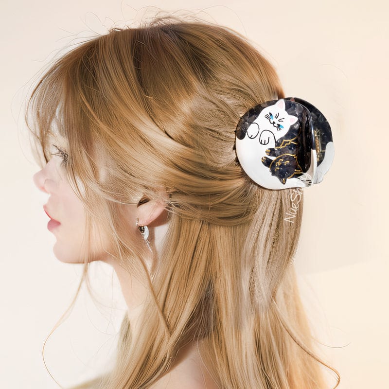 Medium Bicolor Cats Hair Claw Clips