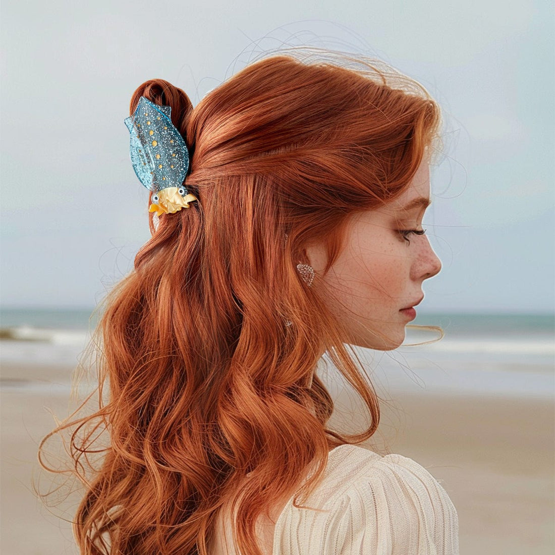 Large Shiny Blue Squid Hair ClawHair Claw Clips