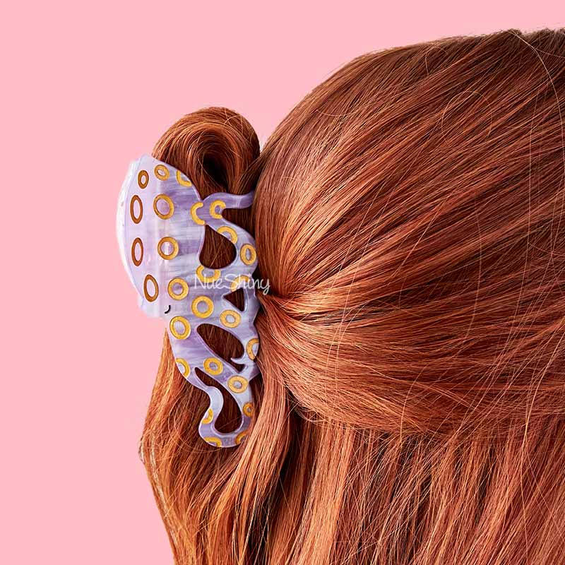 Jumbo Pink Blue-Ringed Octopus Hair Claw Clips
