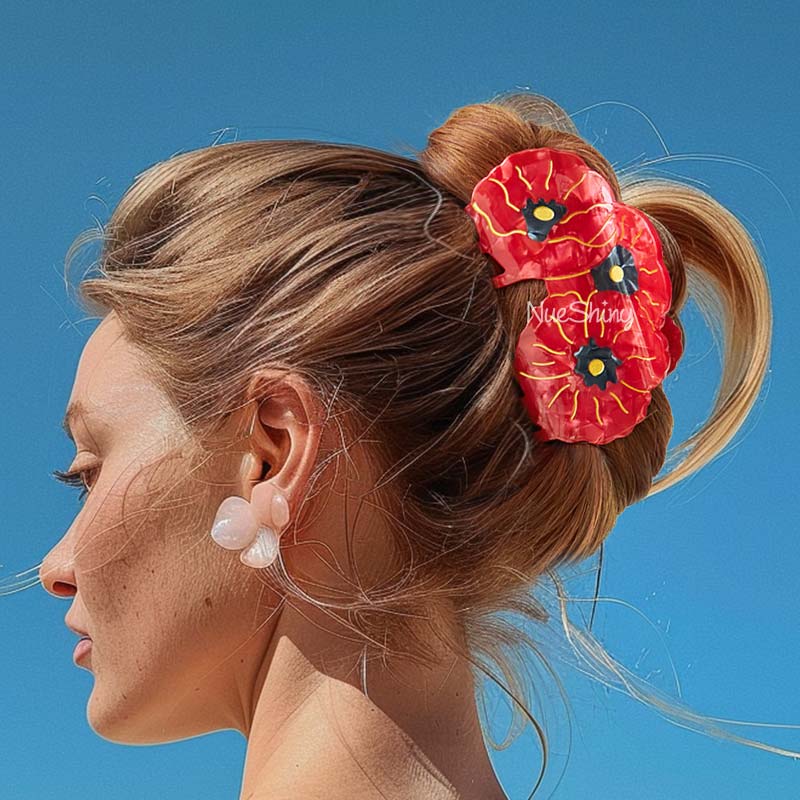 Large Poppies Hair Claw Clips