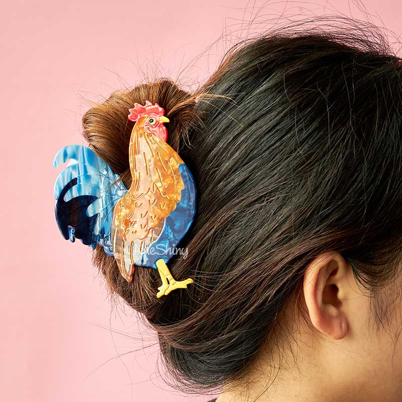 Large Rooster Hair Claw Clips