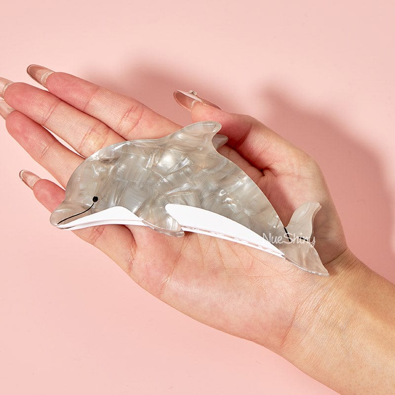 Jumbo Gray Dolphin Hair Claw Clips