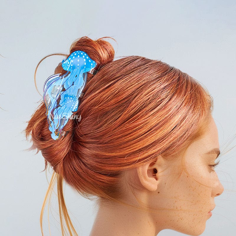 Jumbo Blue-Golden Jellyfish-Pacific Sea Nettle Hair Claw Clips