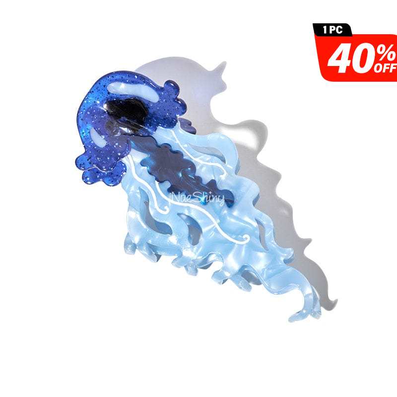 Jumbo Blue Jellyfish Hair Claw Clips