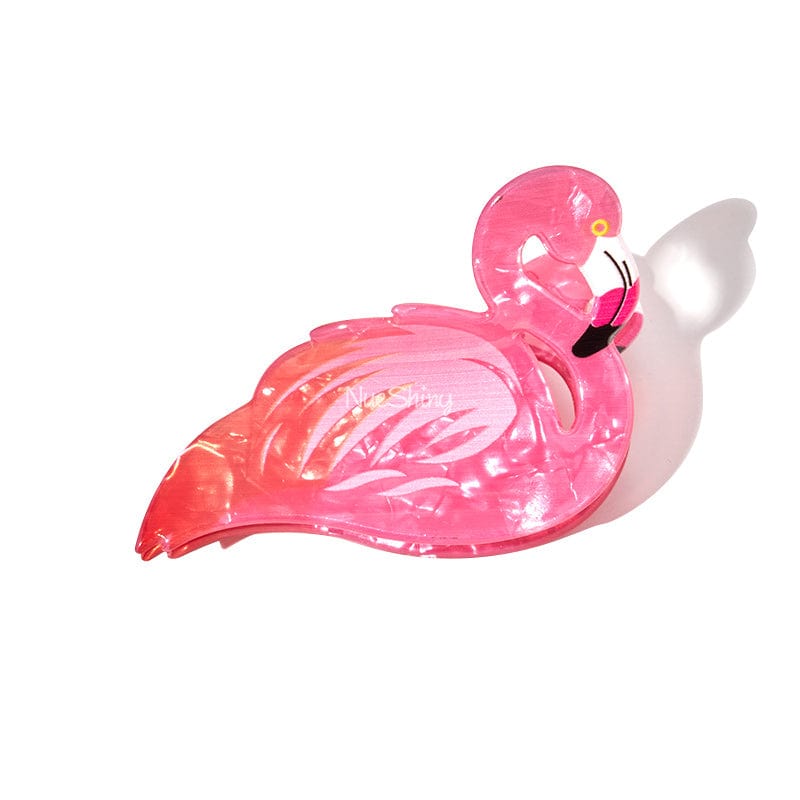 Medium Pink-Flamingo Hair Claw Clips