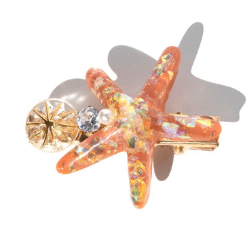 Mini  Dark Pink Crystal Starfish Hair Clips