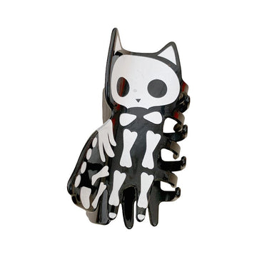 Medium Black Kitten Skull Hair Claw Clips