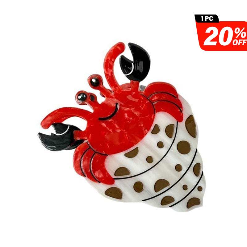 Medium White & Brown Hermit Crab Hair Claw Clips