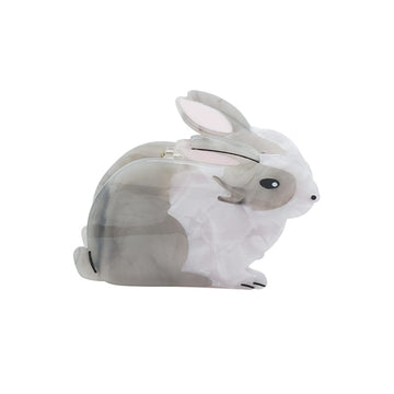 Medium Gray Bunny Rabbit Hair Claw Clips