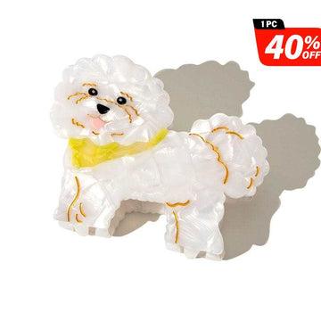 Medium Cute Bichon Frise Dog Hair Claw Clips
