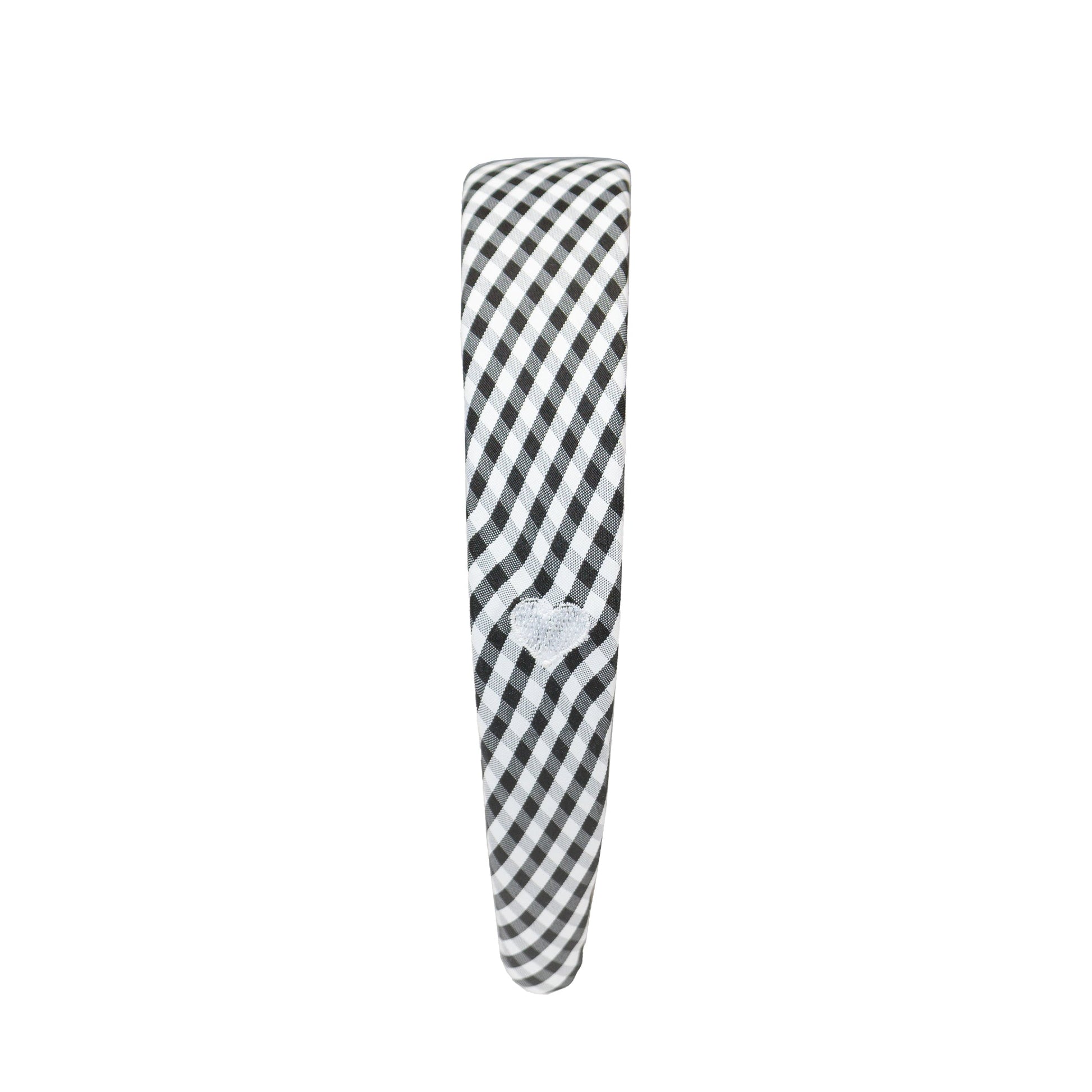 Halo Headband in Navy Gingham side view