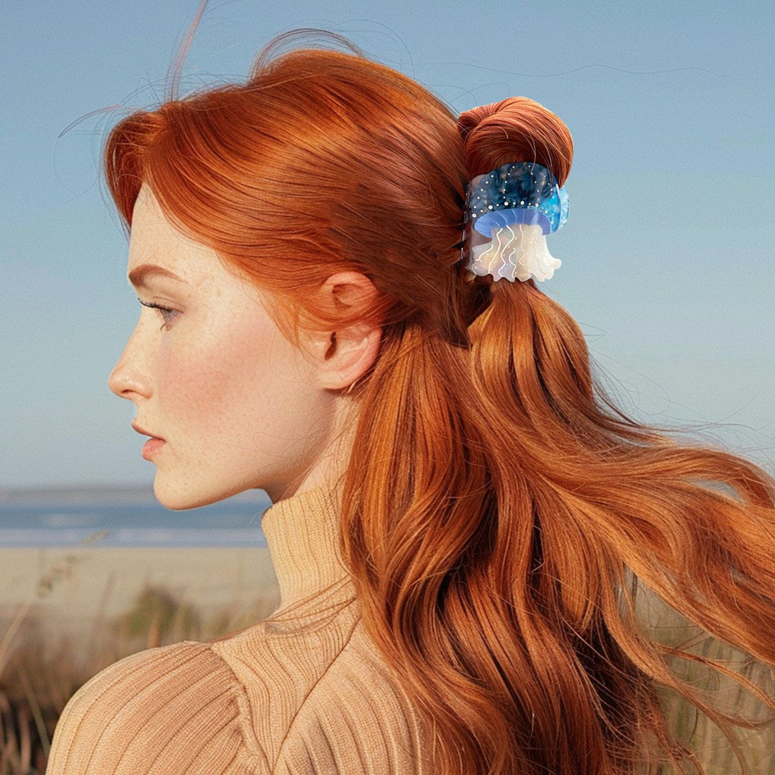 Medium Blue Jellyfish Hair Claw Clips