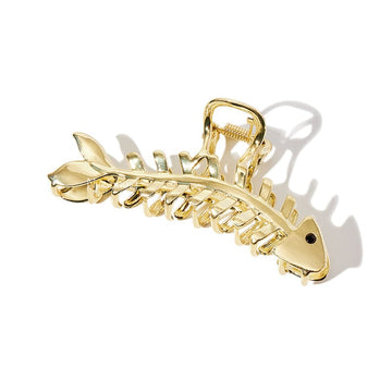 Large Golden Fishbone Hair Claw Clips