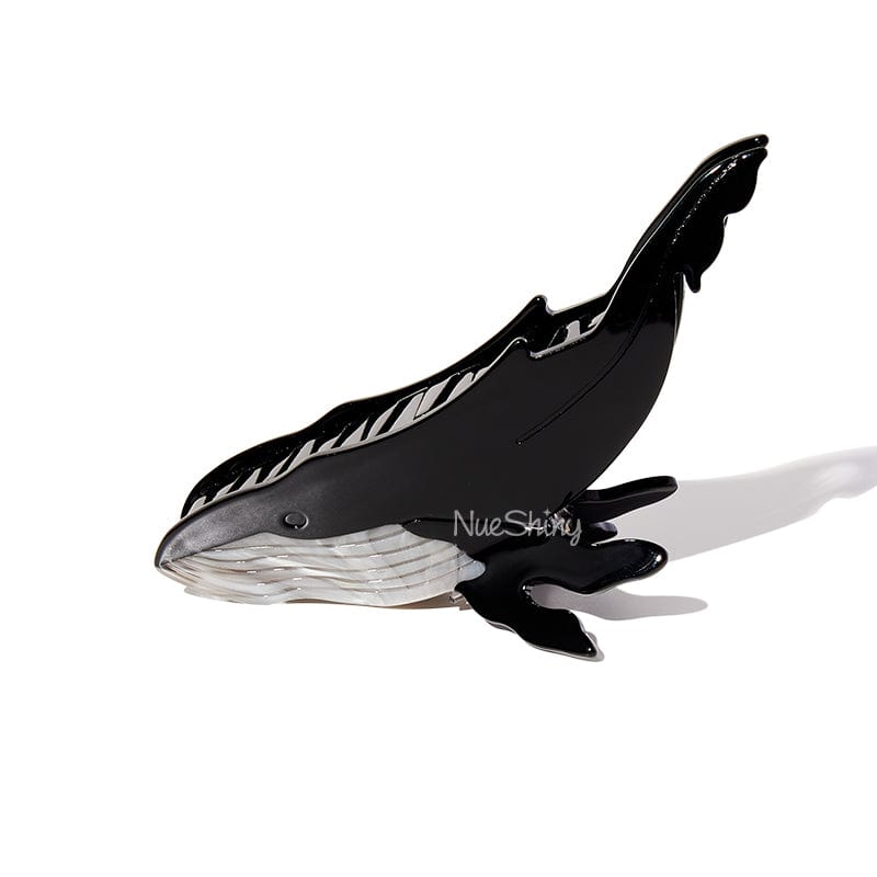 Jumbo Black Whale Hair Claw Clips