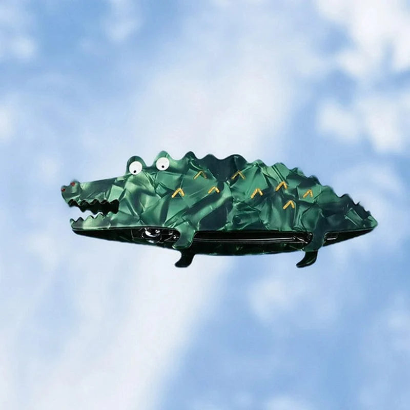 Green Crocodile Hair Claw Clips