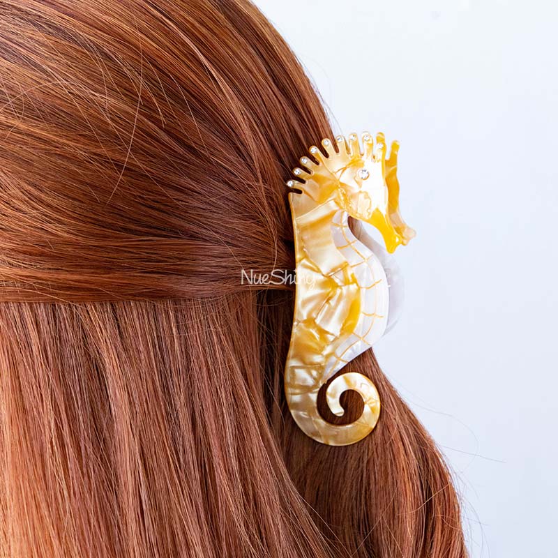 Large Yellow Seahorse Hair Claw Clips
